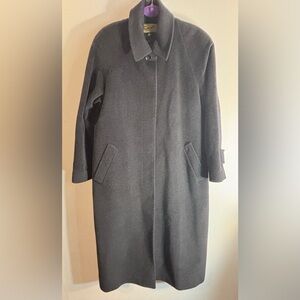 SACHI Sz 14 Charcoal Coat 50% Angora Wool Polyamide Raglan Sleeve Lined Pockets